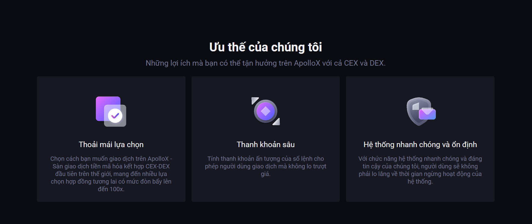 Ưu điểm của sàn giao dịch phái sinh tiền điện tử ApolloX Ưu điểm của sàn giao dịch phái sinh tiền điện tử ApolloX