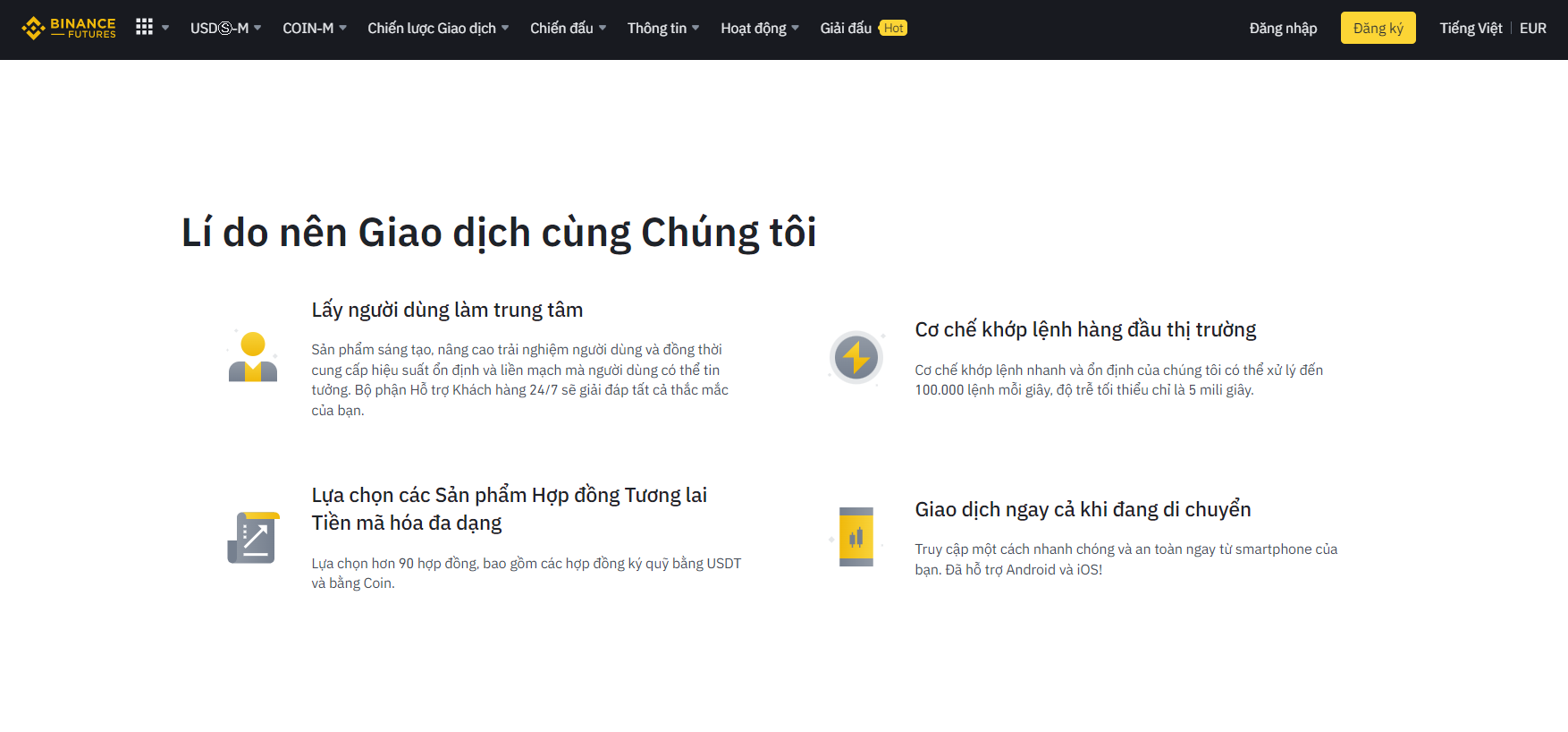 Ưu điểm của nền tảng giao dịch phái sinh tiền điện tử Binance Ưu điểm của nền tảng giao dịch phái sinh tiền điện tử Binance