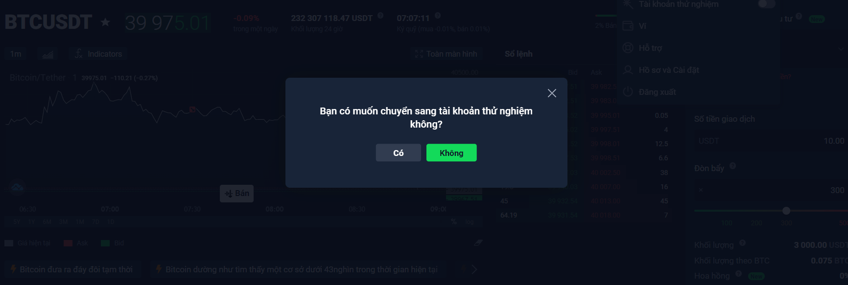 Chuyển sang tài khoản demo Chuyển sang tài khoản demo